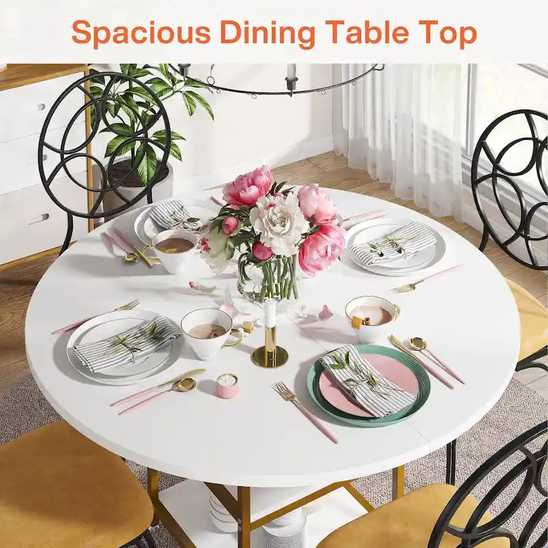 4-Person Dining Table with Storage Shelf