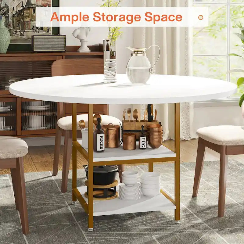 4-Person Dining Table with Storage Shelf