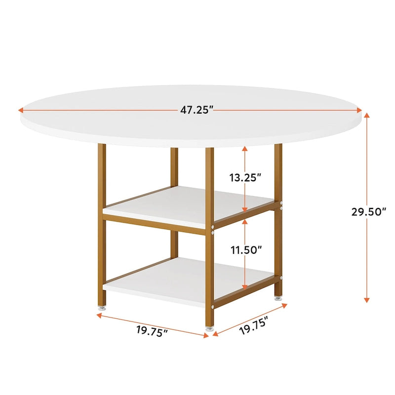 4-Person Dining Table with Storage Shelf