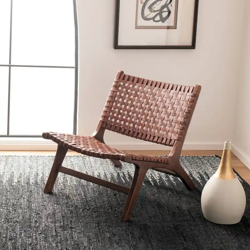 Woven Accent Chair with Natural Wood Frame