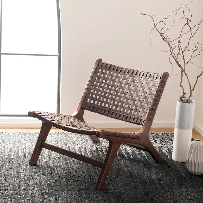 Woven Accent Chair with Natural Wood Frame