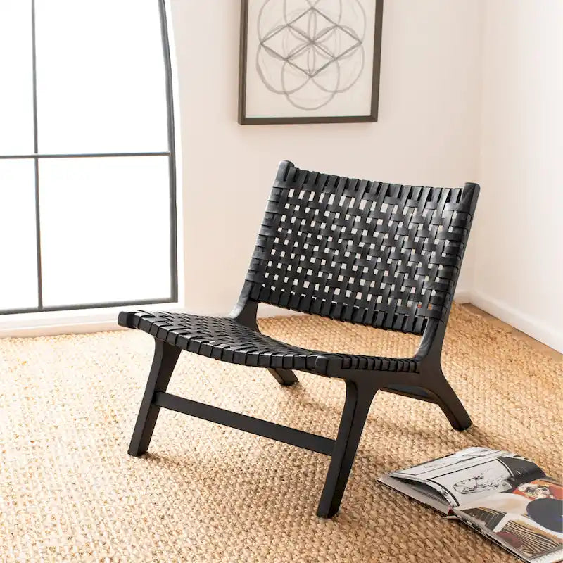 Woven Accent Chair with Natural Wood Frame