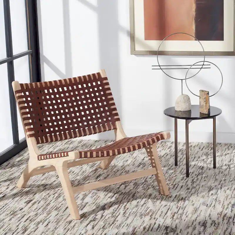 Woven Accent Chair with Natural Wood Frame