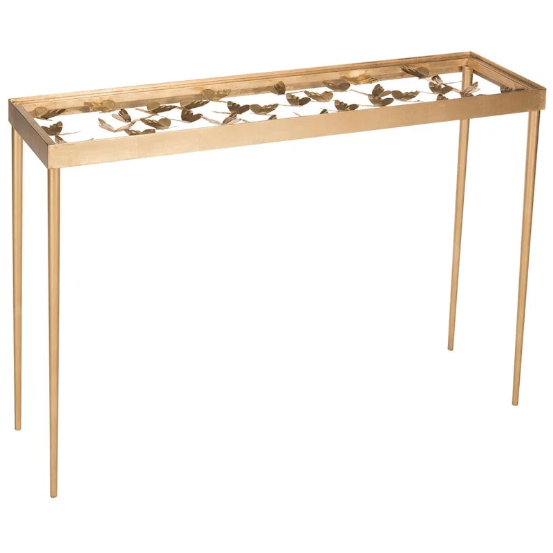 Antique Gold Butterfly Console Table