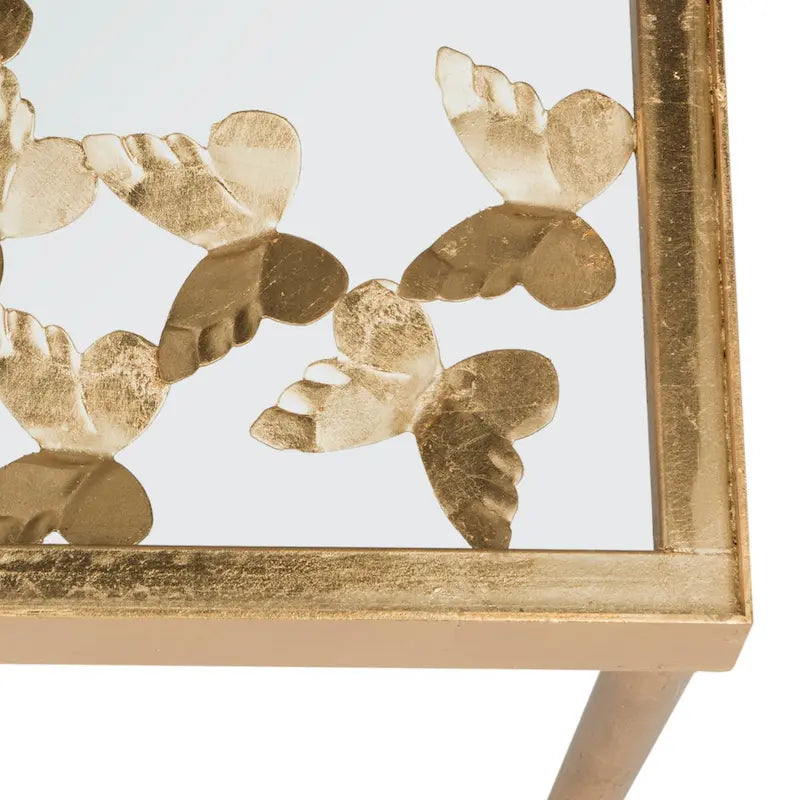 Antique Gold Butterfly Console Table