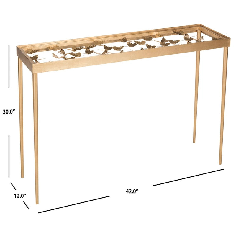 Antique Gold Butterfly Console Table
