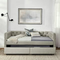 Upholstered Twin Daybed with Two Drawers and Trundle