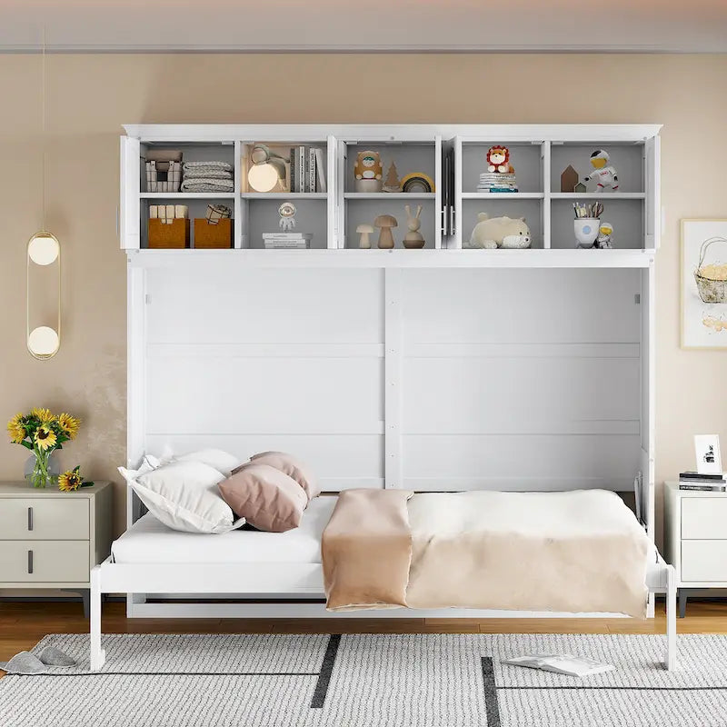 Queen Murphy Wall Bed with Top Cabinets