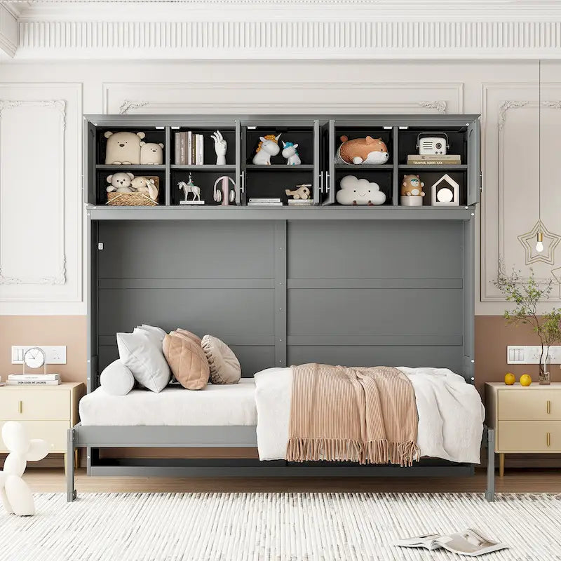 Queen Murphy Wall Bed with Top Cabinets