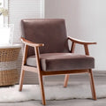 Velvet Accent Chair with Curved Arms and Wood Frame