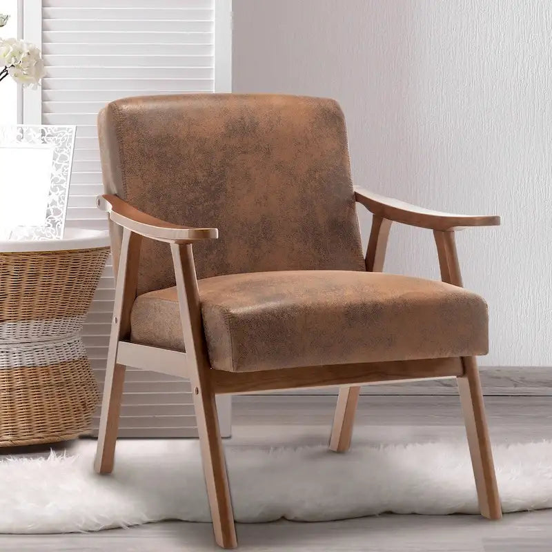 Velvet Accent Chair with Curved Arms and Wood Frame