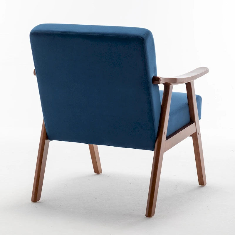 Velvet Accent Chair with Curved Arms and Wood Frame