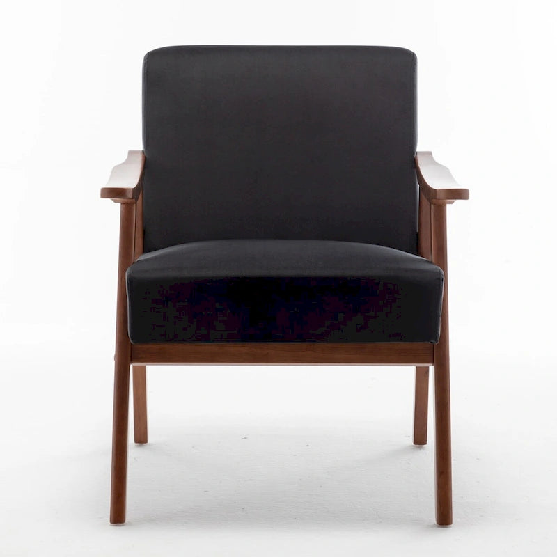 Velvet Accent Chair with Curved Arms and Wood Frame