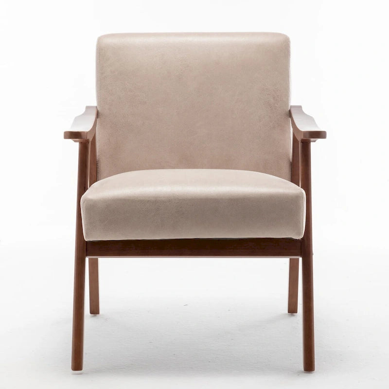 Velvet Accent Chair with Curved Arms and Wood Frame