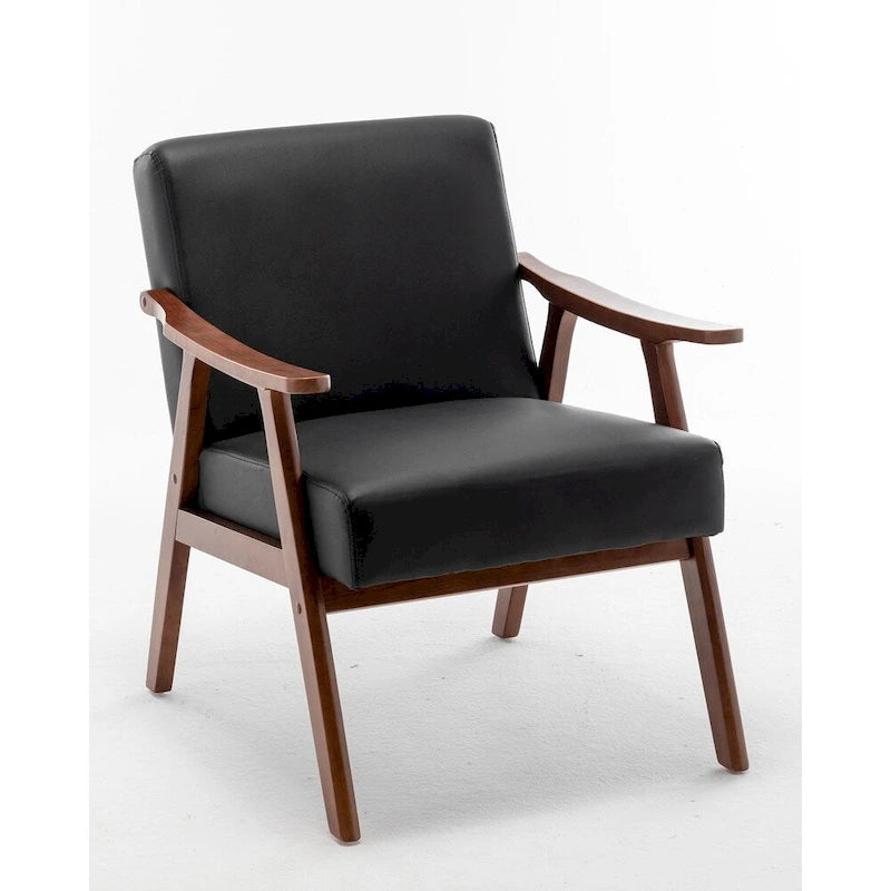 Velvet Accent Chair with Curved Arms and Wood Frame