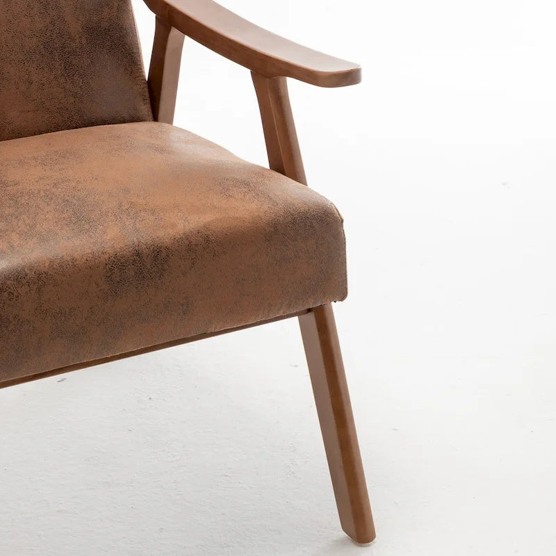 Velvet Accent Chair with Curved Arms and Wood Frame
