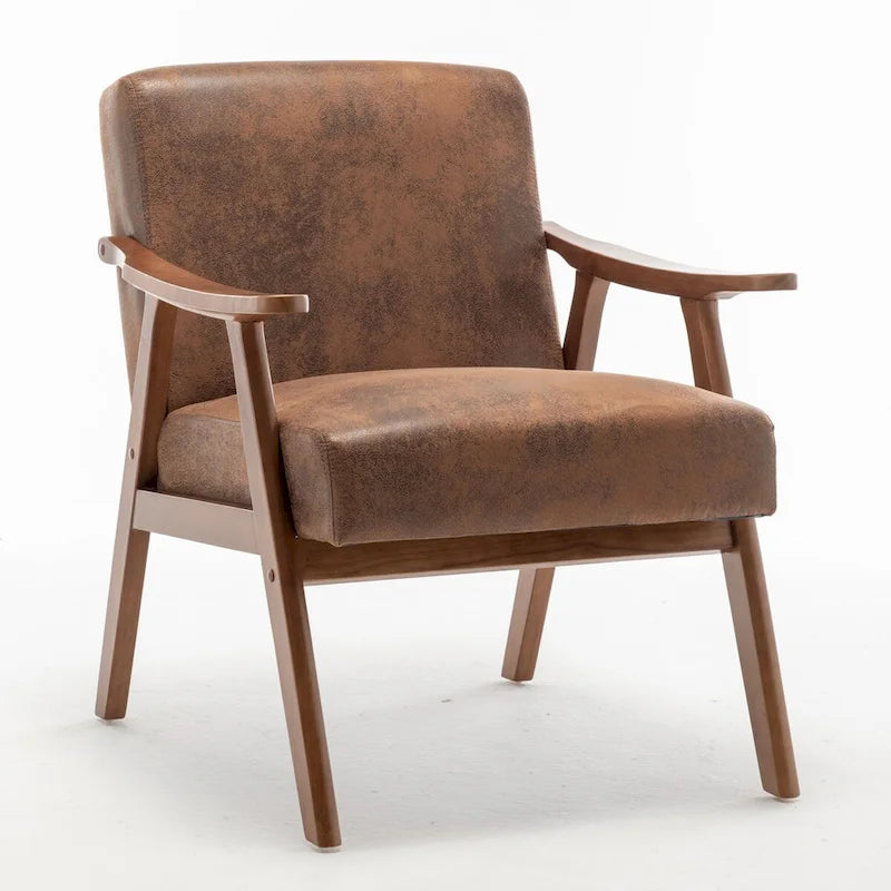 Velvet Accent Chair with Curved Arms and Wood Frame