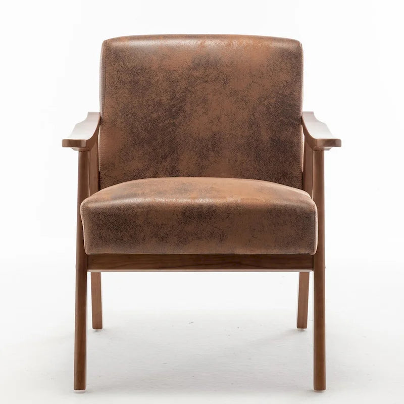 Velvet Accent Chair with Curved Arms and Wood Frame