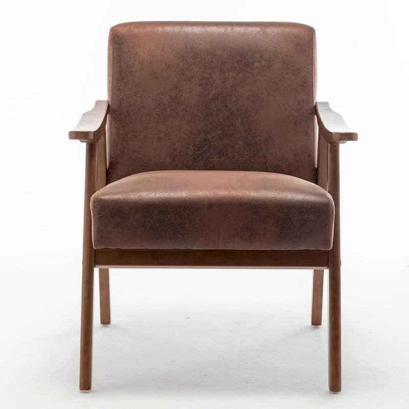 Velvet Accent Chair with Curved Arms and Wood Frame