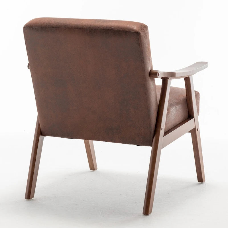 Velvet Accent Chair with Curved Arms and Wood Frame