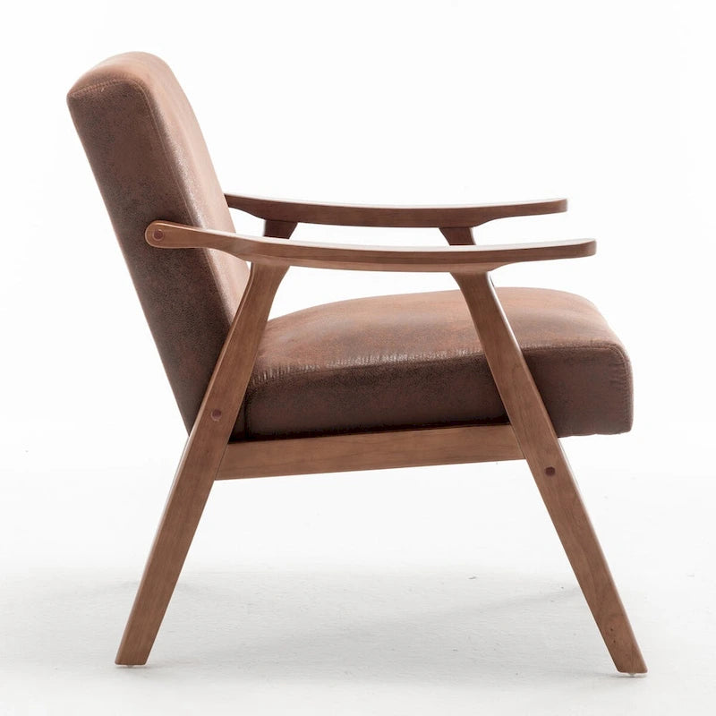 Velvet Accent Chair with Curved Arms and Wood Frame