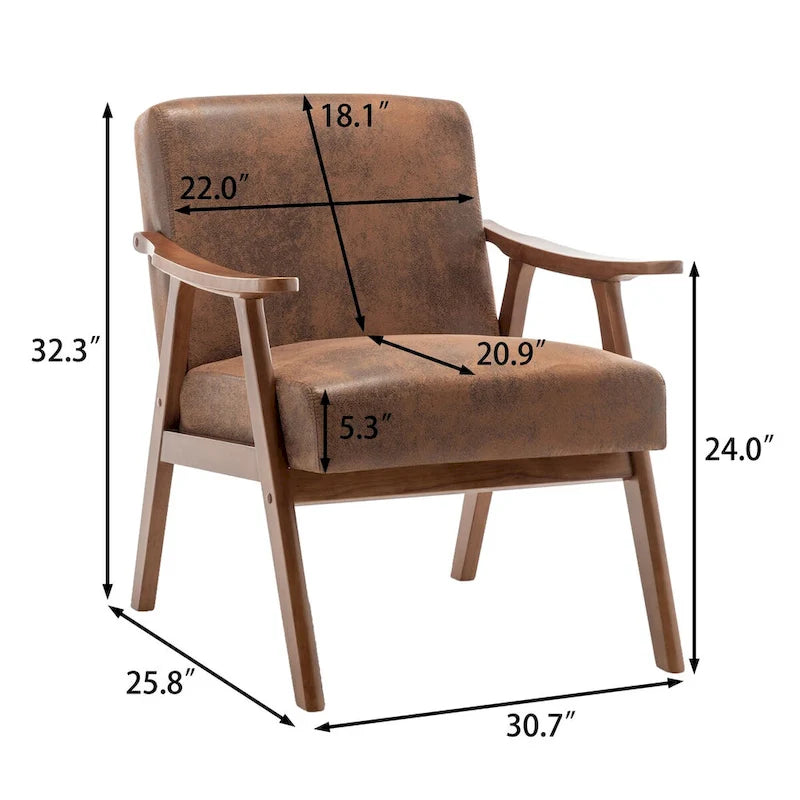 Velvet Accent Chair with Curved Arms and Wood Frame