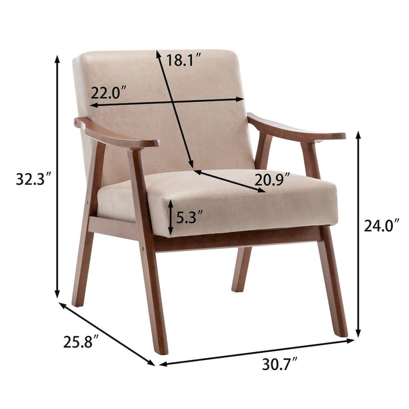 Velvet Accent Chair with Curved Arms and Wood Frame