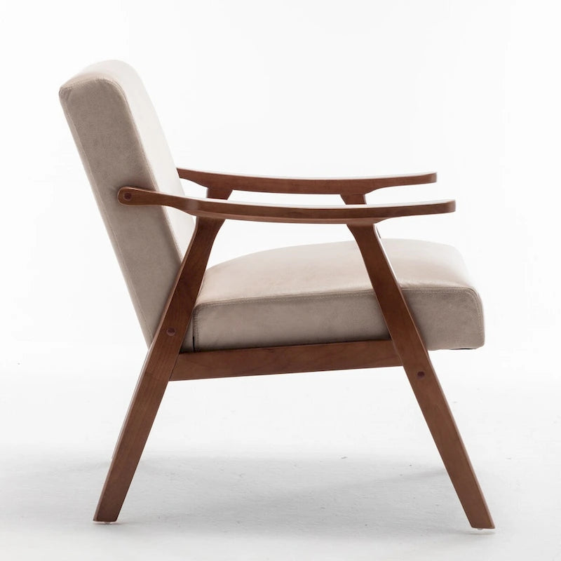 Velvet Accent Chair with Curved Arms and Wood Frame