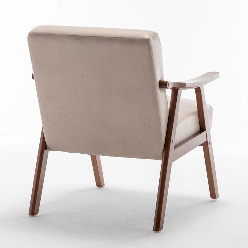 Velvet Accent Chair with Curved Arms and Wood Frame