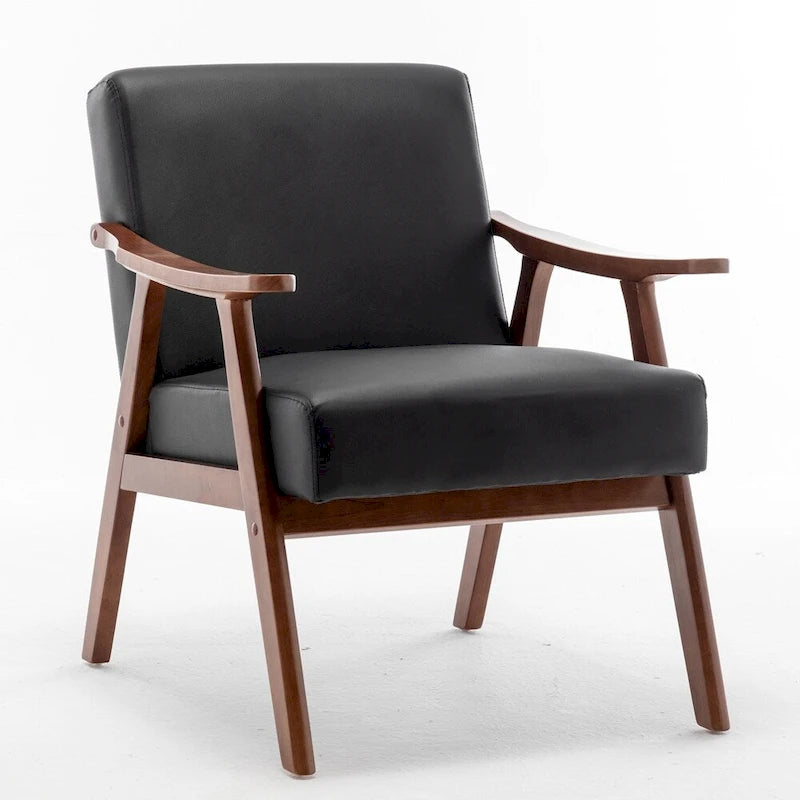 Velvet Accent Chair with Curved Arms and Wood Frame