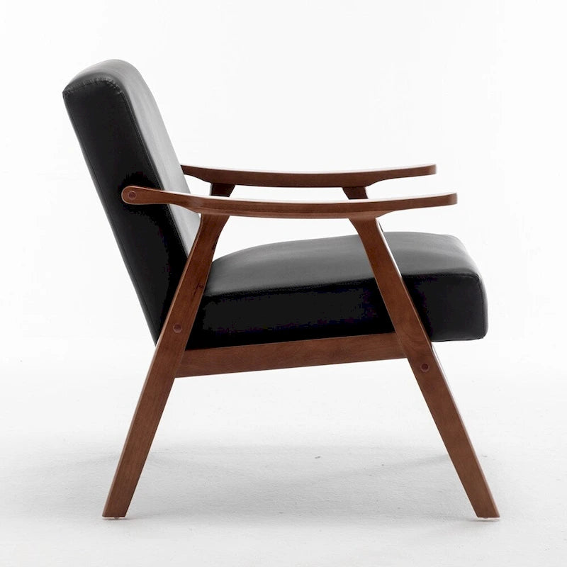 Velvet Accent Chair with Curved Arms and Wood Frame