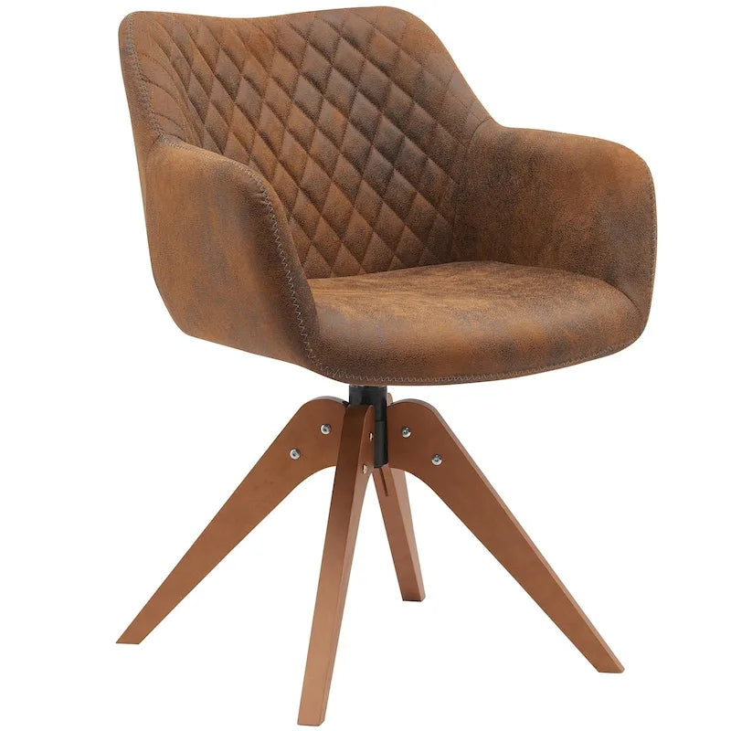 Swivel Upholstered Armchair with Oak Legs