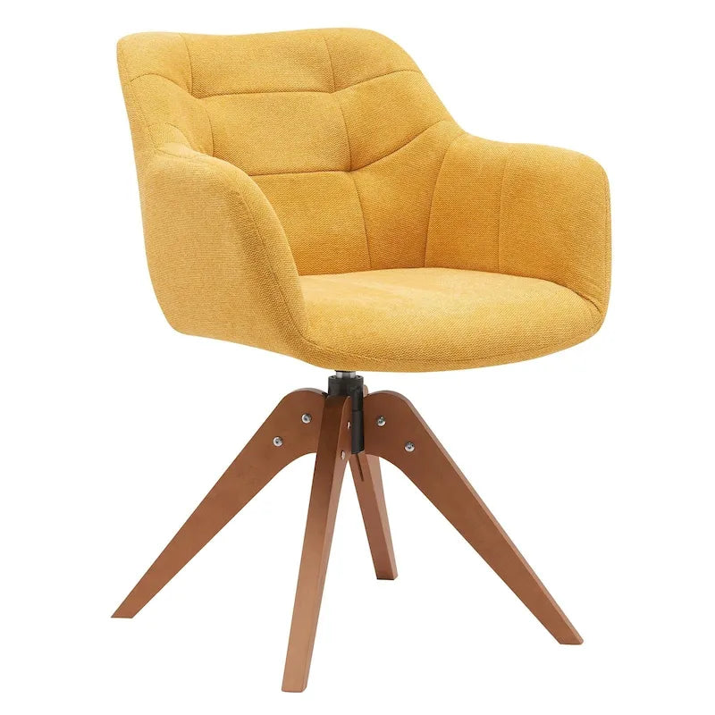 Swivel Upholstered Armchair with Oak Legs