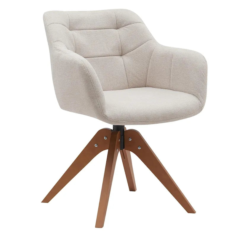 Swivel Upholstered Armchair with Oak Legs