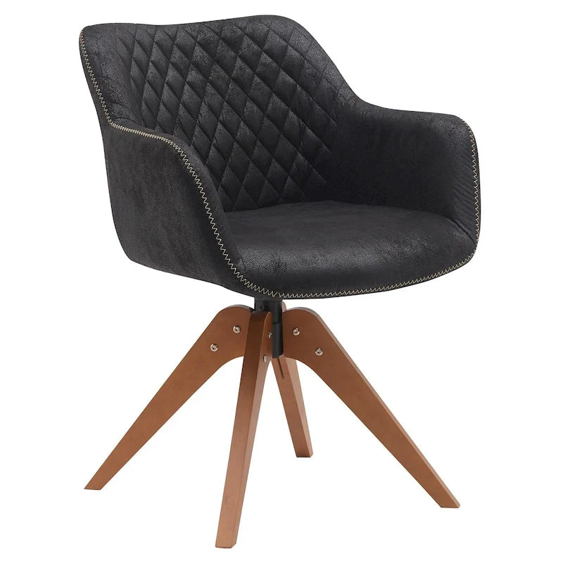 Swivel Upholstered Armchair with Oak Legs
