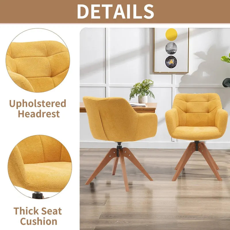 Swivel Upholstered Armchair with Oak Legs