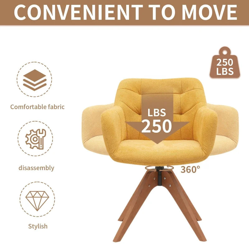 Swivel Upholstered Armchair with Oak Legs