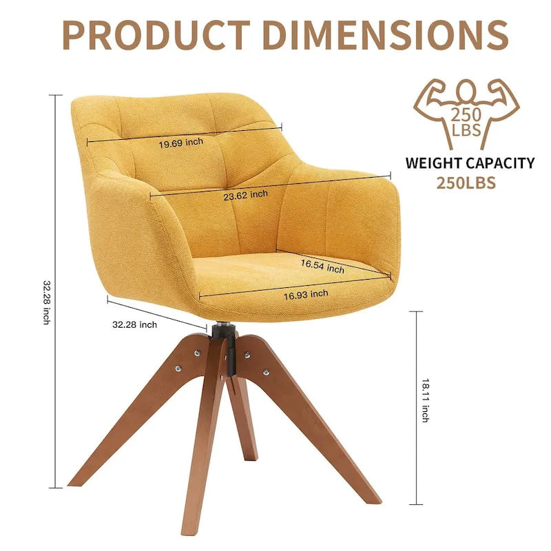 Swivel Upholstered Armchair with Oak Legs