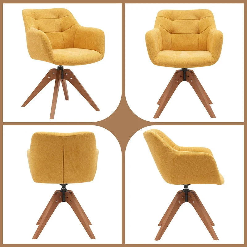 Swivel Upholstered Armchair with Oak Legs