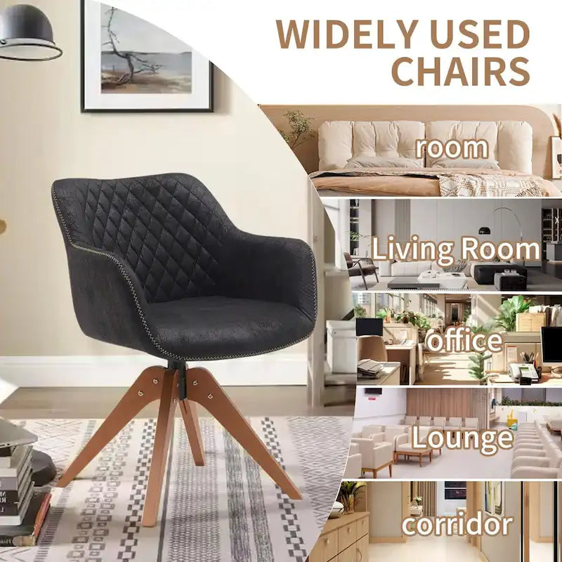 Swivel Upholstered Armchair with Oak Legs