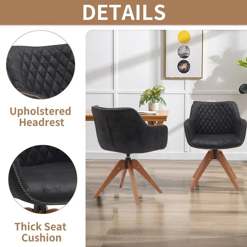 Swivel Upholstered Armchair with Oak Legs