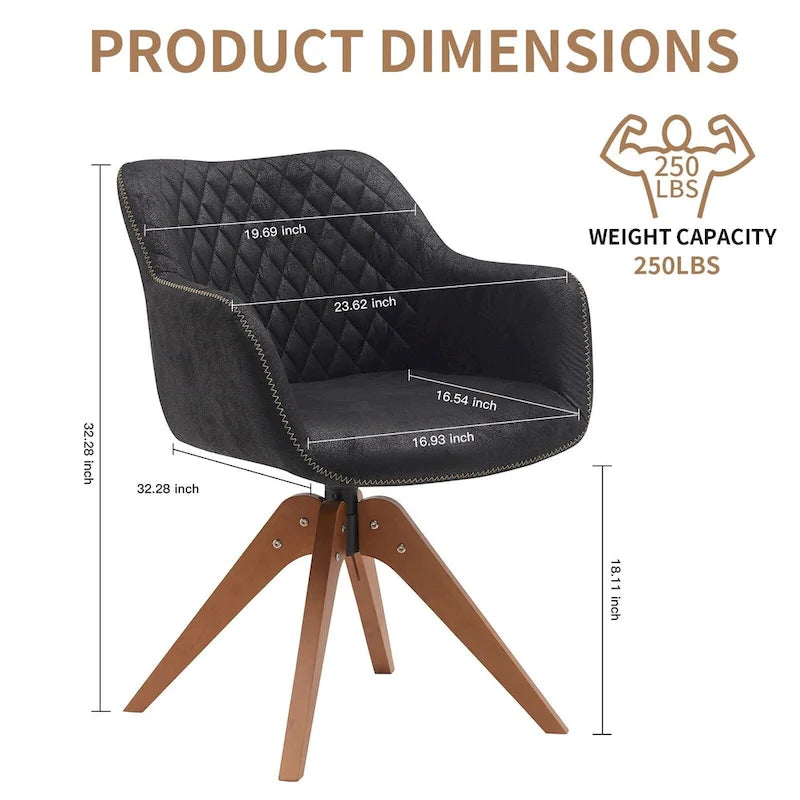 Swivel Upholstered Armchair with Oak Legs