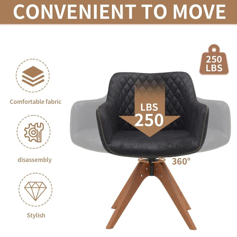 Swivel Upholstered Armchair with Oak Legs