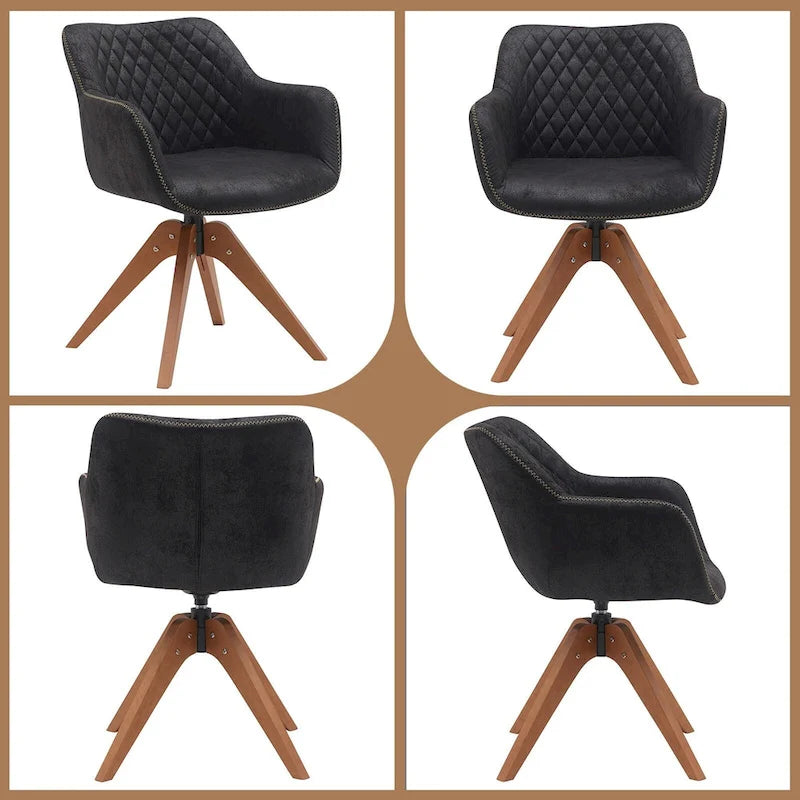 Swivel Upholstered Armchair with Oak Legs