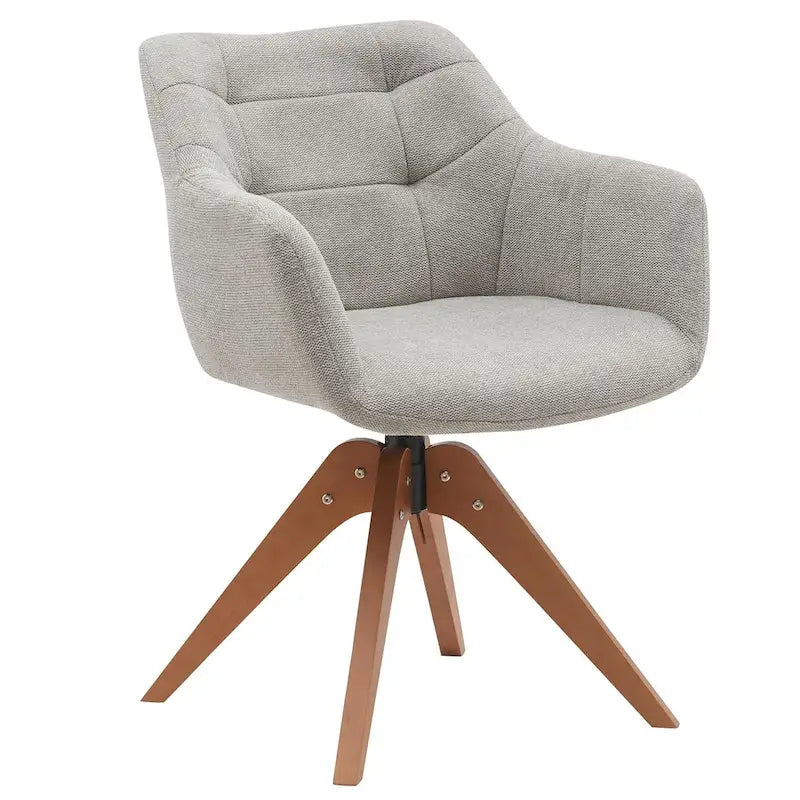 Swivel Upholstered Armchair with Oak Legs