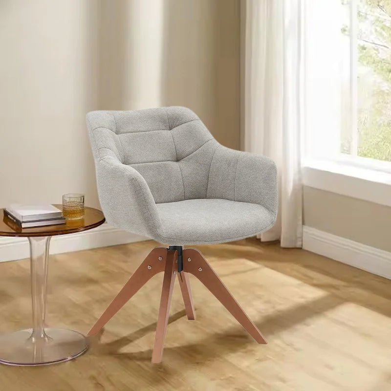 Swivel Upholstered Armchair with Oak Legs