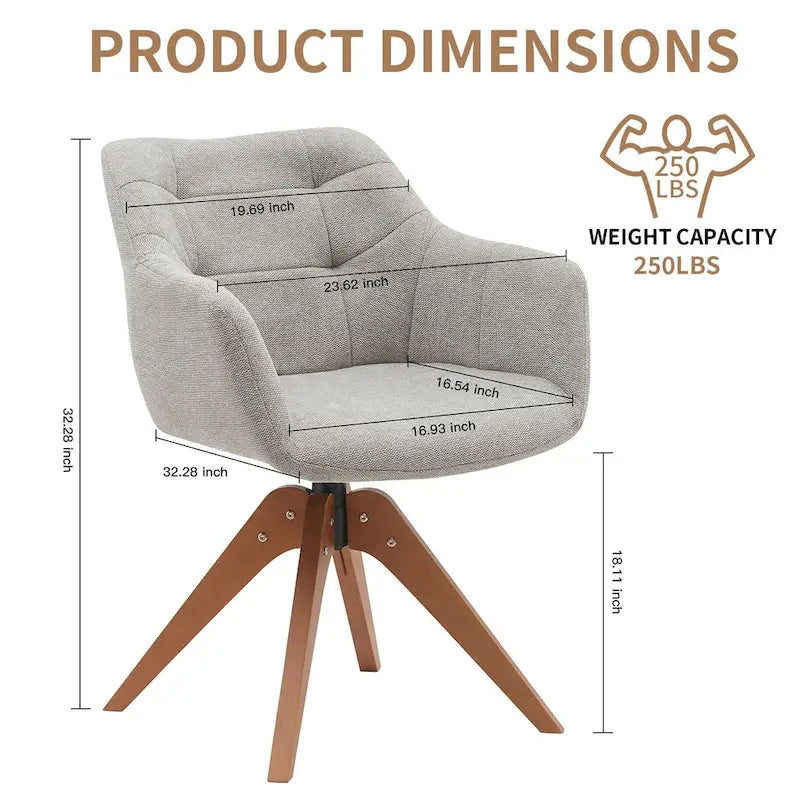 Swivel Upholstered Armchair with Oak Legs