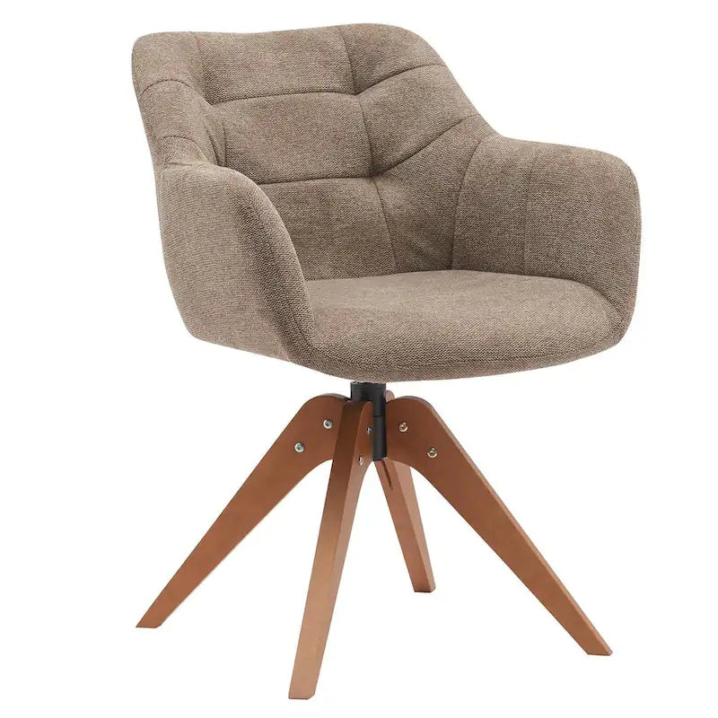 Swivel Upholstered Armchair with Oak Legs