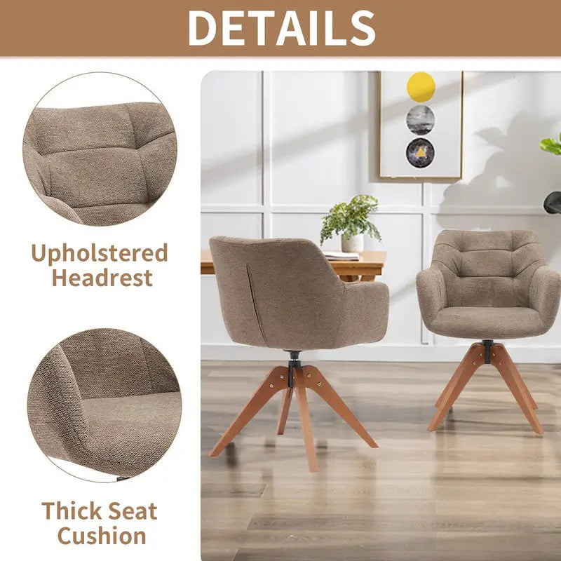 Swivel Upholstered Armchair with Oak Legs