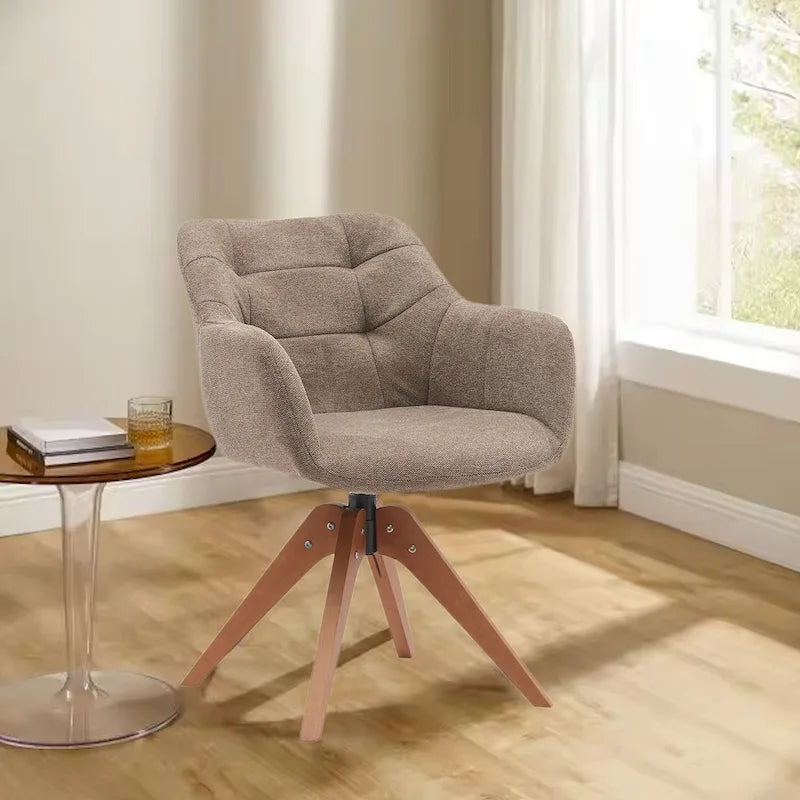 Swivel Upholstered Armchair with Oak Legs